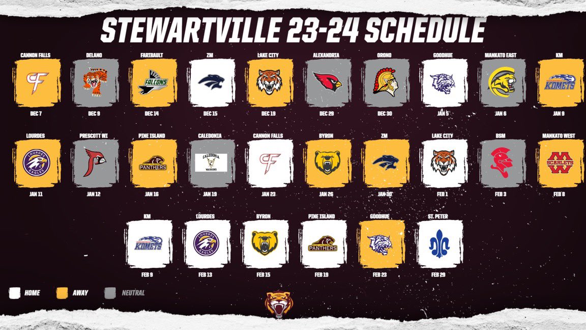 Hey Tiger fans…..here is our 23-24 schedule! Can’t wait to see the Tiger faithful out in full force again this year! 😈