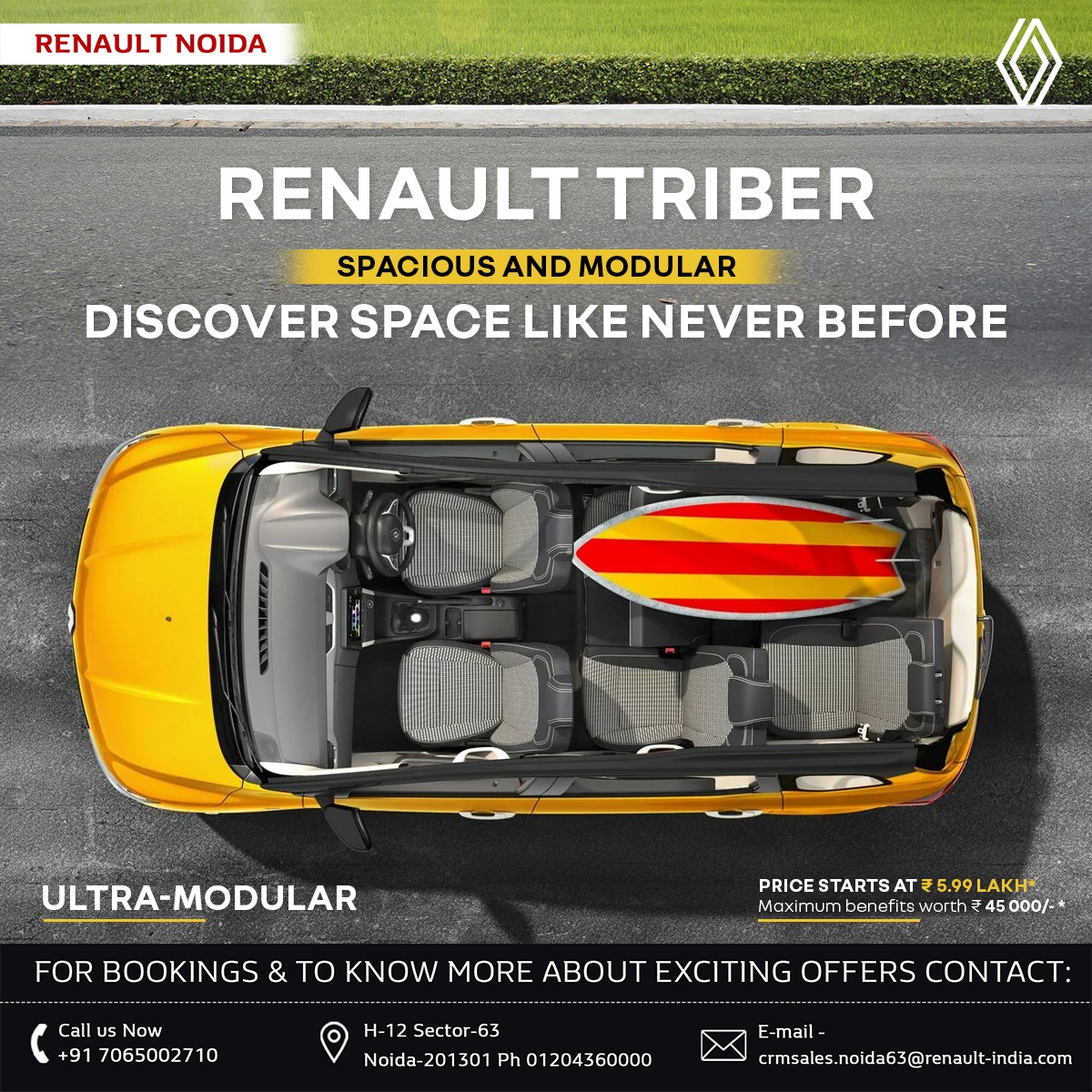 Unleash a new era of space and versatility with the #RenaultTriber! 🚘✨ Elevate your driving experience with its spacious and modular design. Your journey, your way. 
#Renault #Triber #MPV #VersatileDriving #CarLove
#VersatileJourney #SecureDrive #DriveConfidently #SafetyFirst