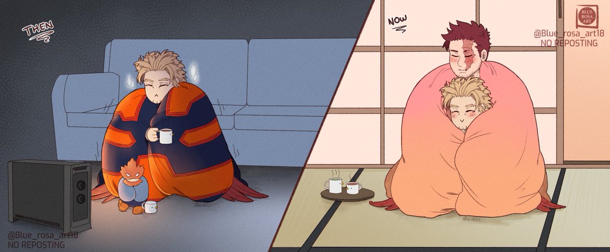 Blue_rosa_art18's tweet photo. [#endhawks / #endehawks / #enho]
Then 🦅vs  Now 🔥🦅
------
I was looking through my art folders and came across this super cute quick sketch I did for 🅿️atreon last year in August.
Are they naked under that blanket? Who knows! Enjoy this cuteness! https://t.co/l1drDtg0bf