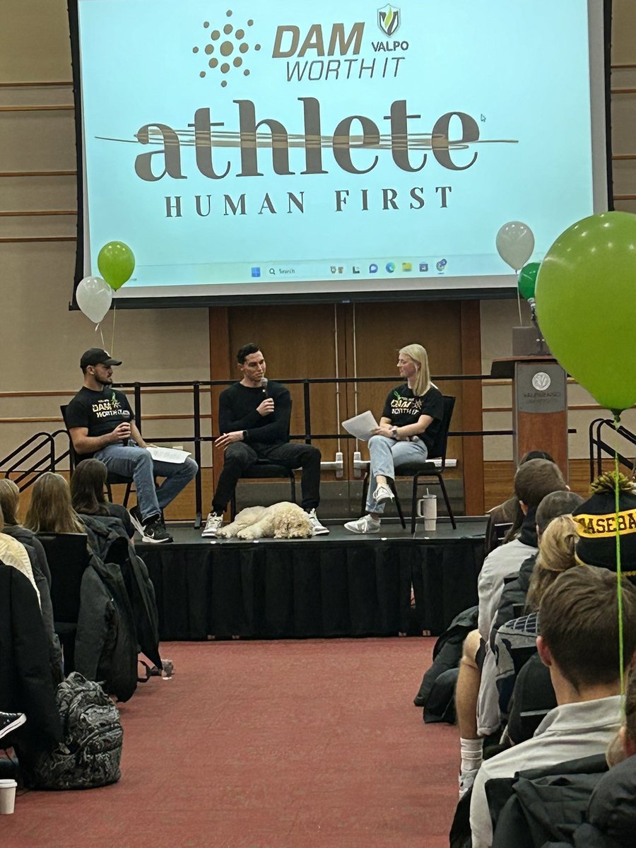 An important evening with <a href="/Drewrobbb/">Drew Robinson</a>! Thanks to <a href="/DamWorthIt/">Dam Worth It Company</a> <a href="/valpoathletics/">Valpo Athletics</a> for bringing Drew in to share his story and about his Better Universe Foundation. Mental health matters!