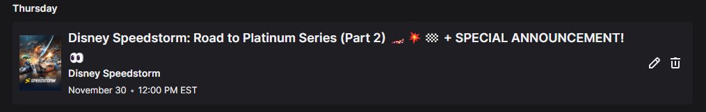 yellaboygamez's tweet image. 📌 SPECIAL STREAM PROGRAMMING NOTE! 📌

This Thursday&apos;s stream of Disney Speedstorm will be pushed from 4PM to NOON EST for this week only! 

#djyellaboygamez #streamupdate