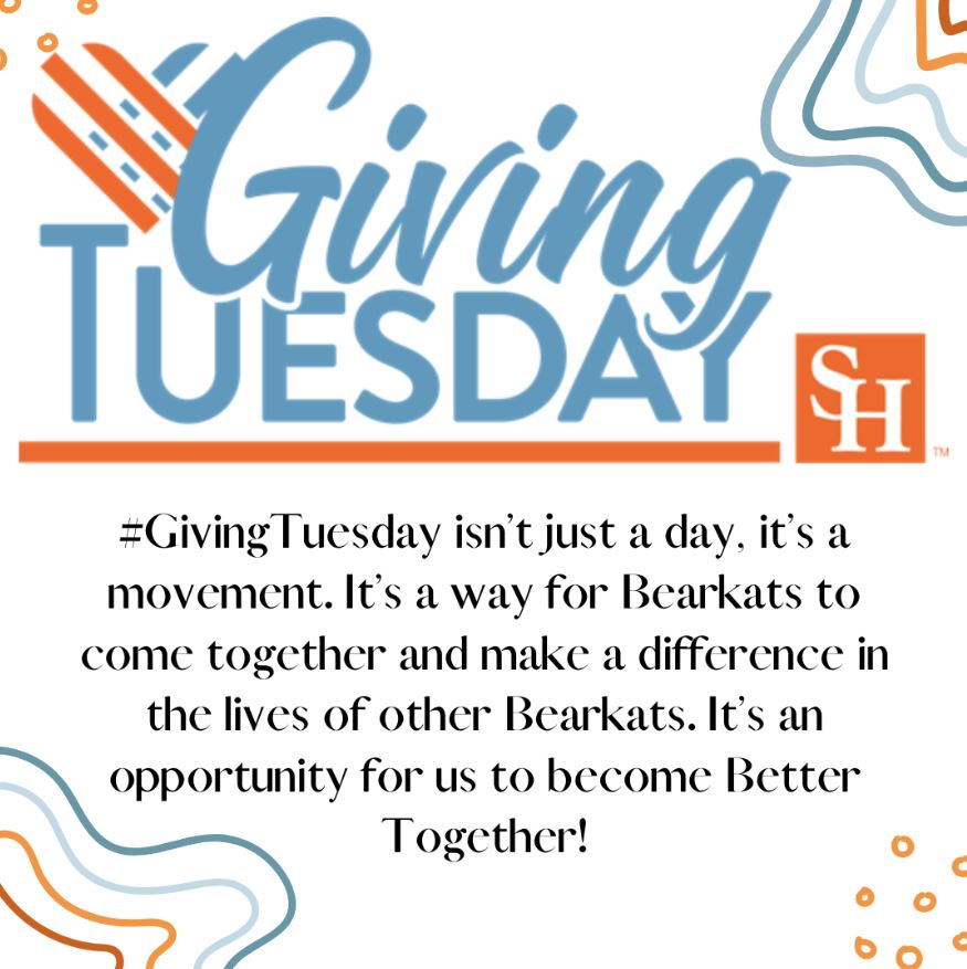 Today is #GivingTuesday! Your gift no matter how big makes a difference. Join us in giving on this day of generosity at shsu.edu/giving! For all the ways you represent and support Sam Houston State, THANK YOU! #SHSU #ThankYou #GiveBack #Bearkats