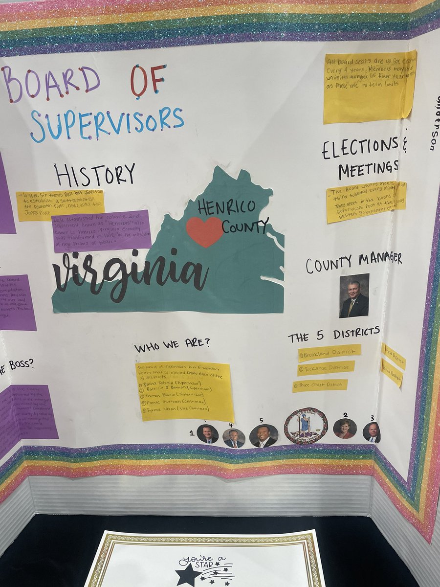 ArthurAsheJrES's tweet photo. We are very proud of Kaidence! 

She represented our school today at the Henrico History Project Awards. Her project on the History of the Henrico Board of Supervisors was selected from all 5th grade projects to represent AAES! Great job! (Pictured with her proud teacher) https://t.co/p2r8zGG61L