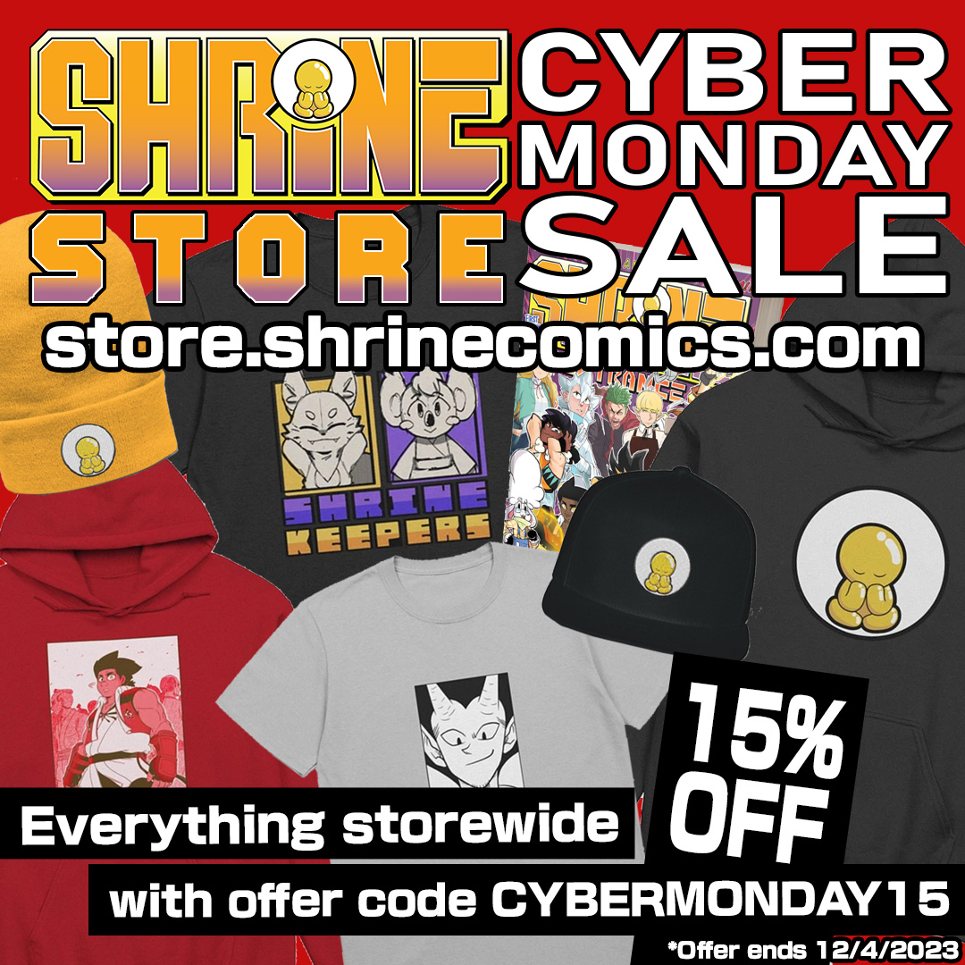 ShrineComics's tweet photo. It's CYBER MONDAY!! Everything in our store is 15% off with the offer code: CYBERMONDAY15

This is a great way to support our creators and a great X-Mas gift to the manga fans in your life!!

https://t.co/1LReoyM3yb

#cybermonday #manga #merch https://t.co/sDrFX4LVhQ