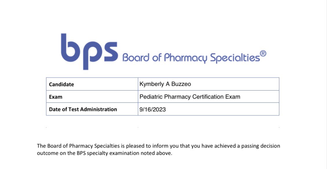My heart couldn’t be happier to officially be a Board Certified Pediatric Pharmacy Specialist 🧸 Time to add more letters to my name now that I passed 🥳🤩 #TwitteRx #BCPPS