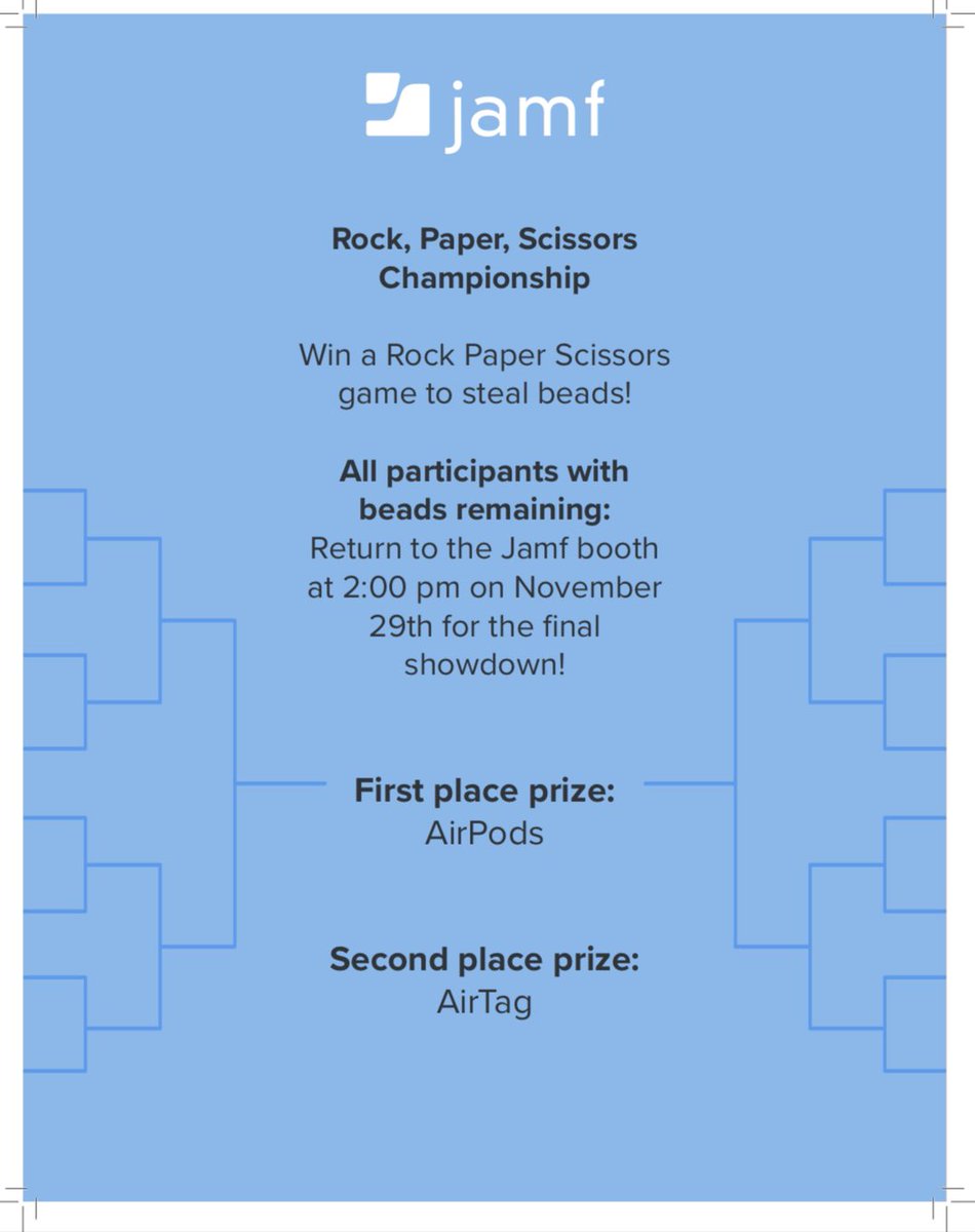 Are you at <a href="/CITE_EDU/">CITE, California IT in Education</a> this week? Stop by the Jamf booth (423) for your necklace and join in on the conference-wide rock-paper-scissors game - Win Apple AirPods Pro or AirTag!! #cite #cite23 <a href="/JamfSoftware/">Jamf</a>
