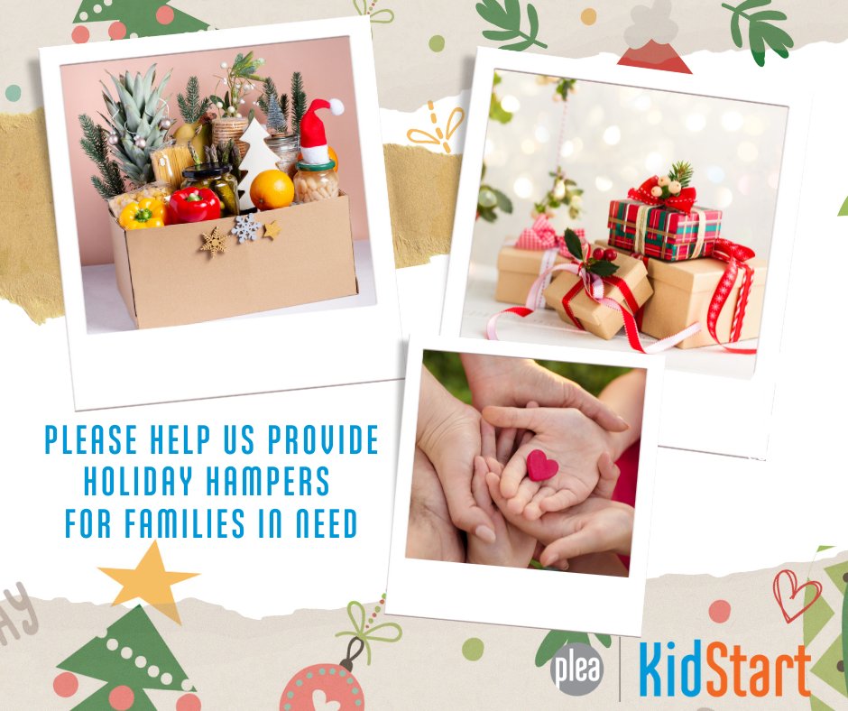 Help families in need who have kids participating in our programs by donating to the Holiday Hampers! Each hamper contains food items and some toys. 
To donate: plea.ca/donate-to-plea…
Thanks for your support!
#holidayhampers #helpafamilyinneed #communitycares #communitysupport