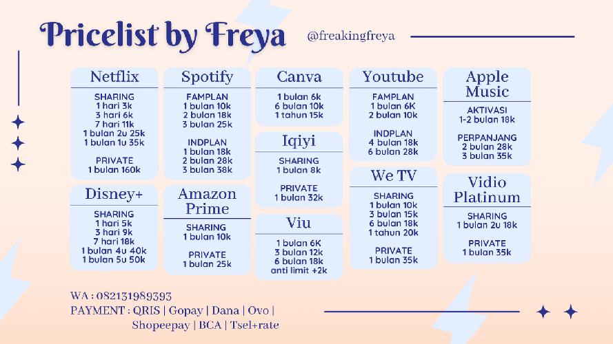 moistjy's tweet photo. @haorith ˗ˏˋ𝐬𝐩𝐨𝐭𝐢𝐟𝐲´ˎ˗

✧ FAM PLAN
— 1 bulan 10k
— 2 bulan 18k
— 3 bulan 25k

✧ IND PLAN
— 1 bulan 18k
— 2 bulan 28k
— 3 bulan 38k

💳 bca, all e-wallet, qris, tsel +rate
🍰 testi➛https://t.co/lVA2K13jms
💌 order➛https://t.co/qkToOuhIdl https://t.co/QTGRuAjGpo