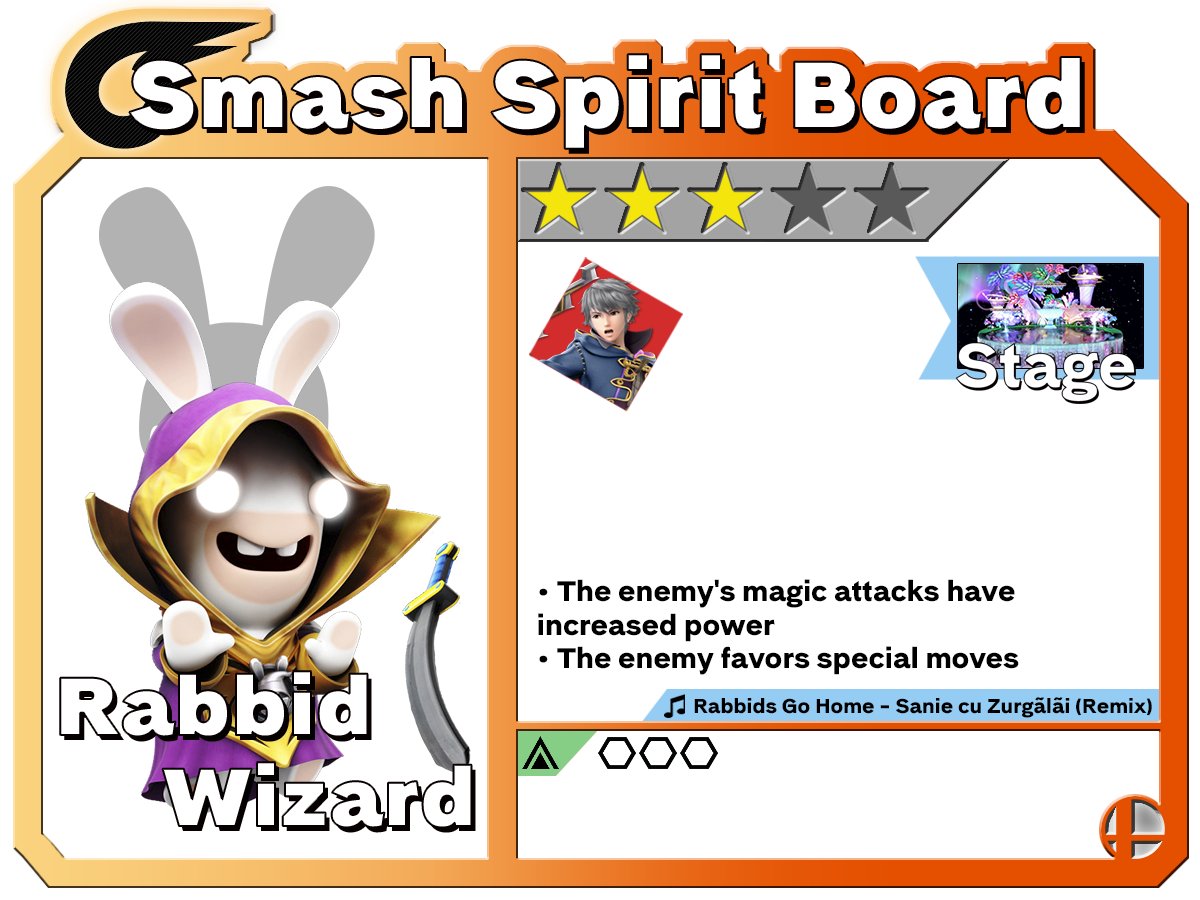 SmashCasket's tweet photo. Smash Spirit Board - Rabbid Wizard
He puts on his robe and wizard hat.
#SmashBrosUltimate, #Nintendo, #SmashSpiritBoard, #Rabbids, #MetaReference https://t.co/gZfdEzQeiA