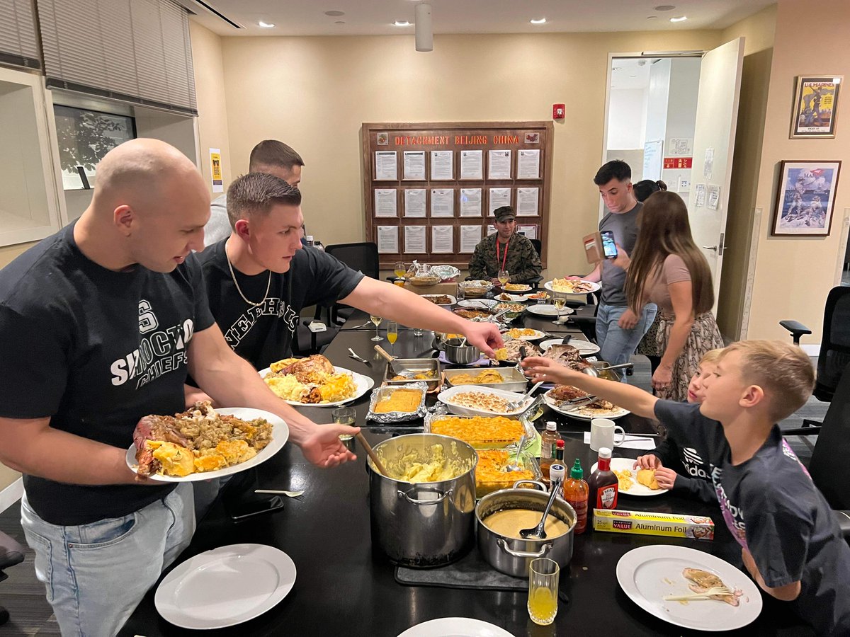 The #Marines with Beijing, China shared a meal and gave thanks during Thanksgiving. The Detachment Commander’s spouse, along with the help of the Marines, prepared a feast. From our Marines and family, we hope you had a Happy Thanksgiving.