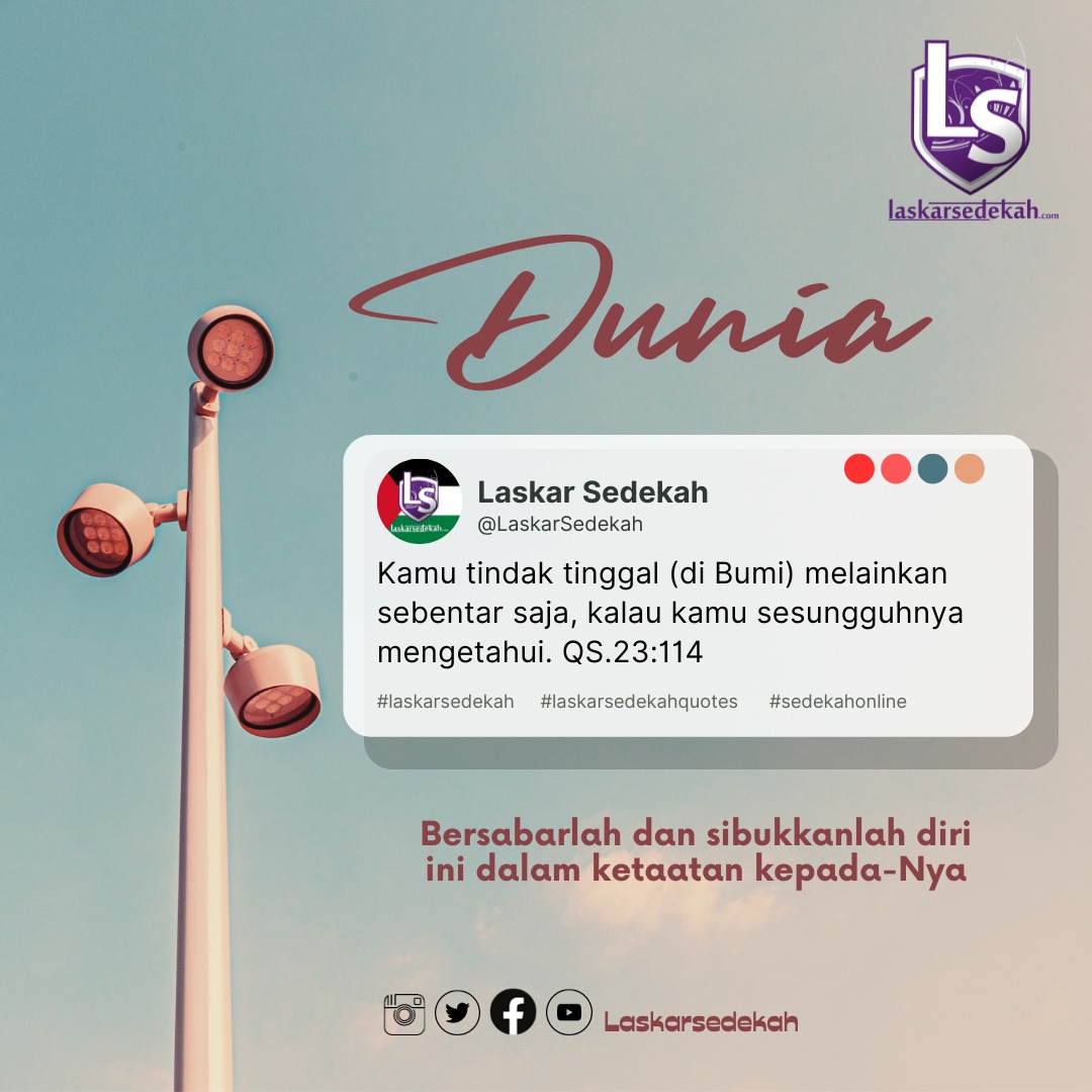 Amalan kebaikan sejatinya amatlah sangat banyak, tapi terkadang godaan untuk menundanya menjadi rutinitas berulang dalam keseharian. 
Yuk kawan, hidup kita sebentar, mari mempersiapkan sesuatu yang panjang dan abadi untuk menggapai ridho ilahi.

#laskarsedekah
#laskarsedekahquote