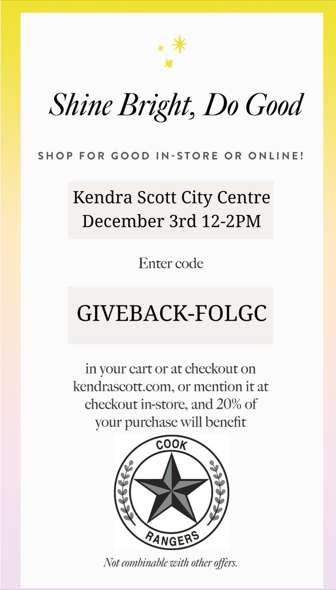 Buying jewelry this holiday season? Support Cook Middle School with a purchase from Kendra Scott using our fundraiser code either online or in person on December 3rd!