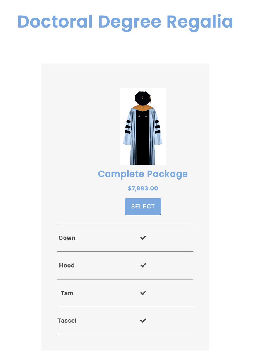HumanPeacocking's tweet photo. Soc Science PhD degree is self handicaping status signal
"I'm so high I waste 6 yrs studying meaningless topic"
Ivy PhD graduation gown costs ~ 8k USD!
This is ironically 1/3 of phd yearly stipend. Meanwhile no jobs when graduate.
PhD = papa has dough!
#humanpeacocking https://t.co/pi4hpZGi9E