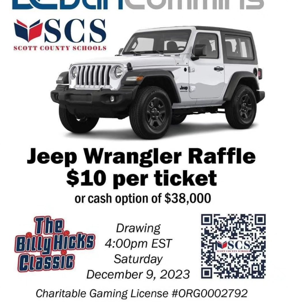 Only TWO weeks left for your chance to win a Jeep while supporting your Lady Cardinals in the process!!
💢Choose SCHS Girls Basketball as your beneficiary. 
💢Must  be IN Kentucky to purchase. 
💢Live outta state? Feel free to Venmo me and I'll get yours. 
bit.ly/scsjeepraffle