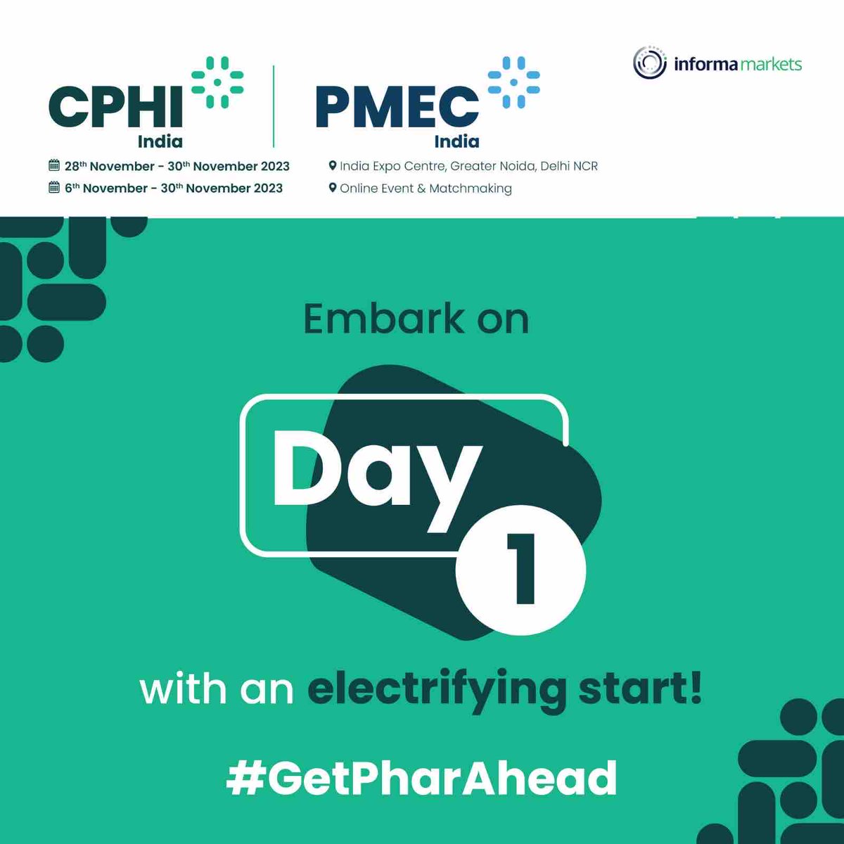 Charged up for day 1 : Let’s start the CPHI & PMEC India’s journey with an electrifying start.
#GetPharAhead

#CPHI2023 #PMEC2023 #PharmaIndustry #Innovation #Collaboration #GetPharAhead #CPHI #PMEC #PharmaCommunity #PharmaInnovation #DelhiNCR #Pharmavisitors #PharmaEvent