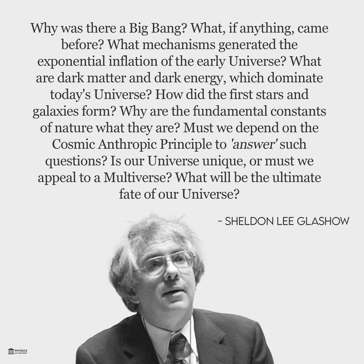 The unanswered questions of the universe by Sheldon Lee Glashow 💭