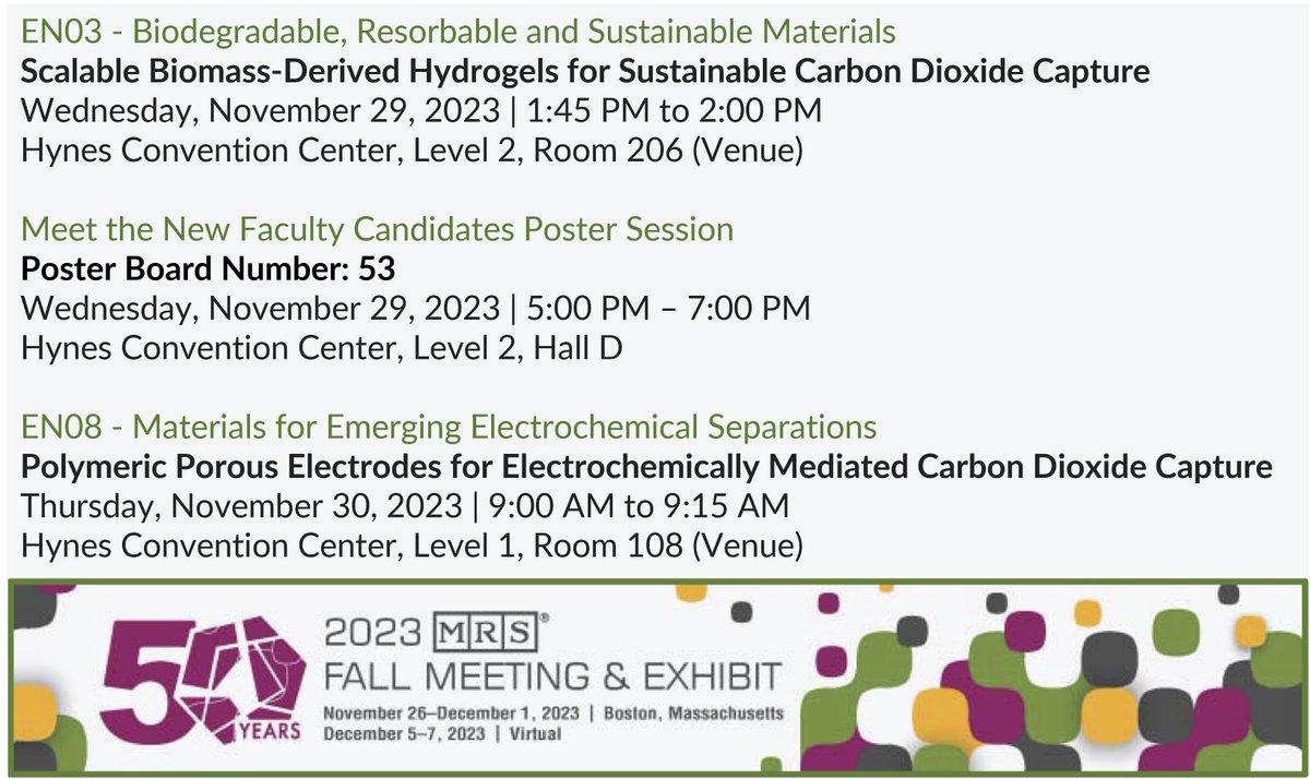 Excited to present my recent work on carbon capture technologies at the MRS conference this week!! #F23MRS #MRSfall2023 <a href="/Materials_MRS/">Materials Research Society (MRS)</a>