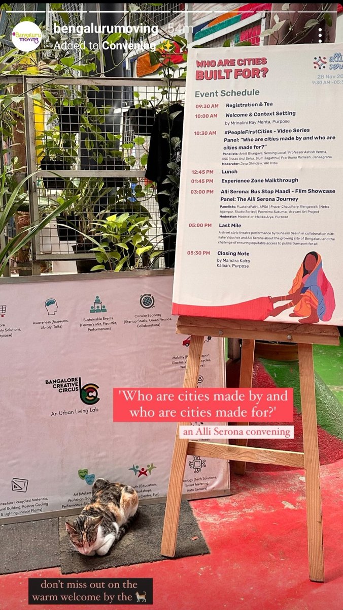 BengaluruMoving's tweet photo. Give us a follow on Instagram at @bengalurumoving for real-time updates on the convening.
And cat updates! #AlliSerona #PeopleFirstCities https://t.co/xD3EsQbPNm