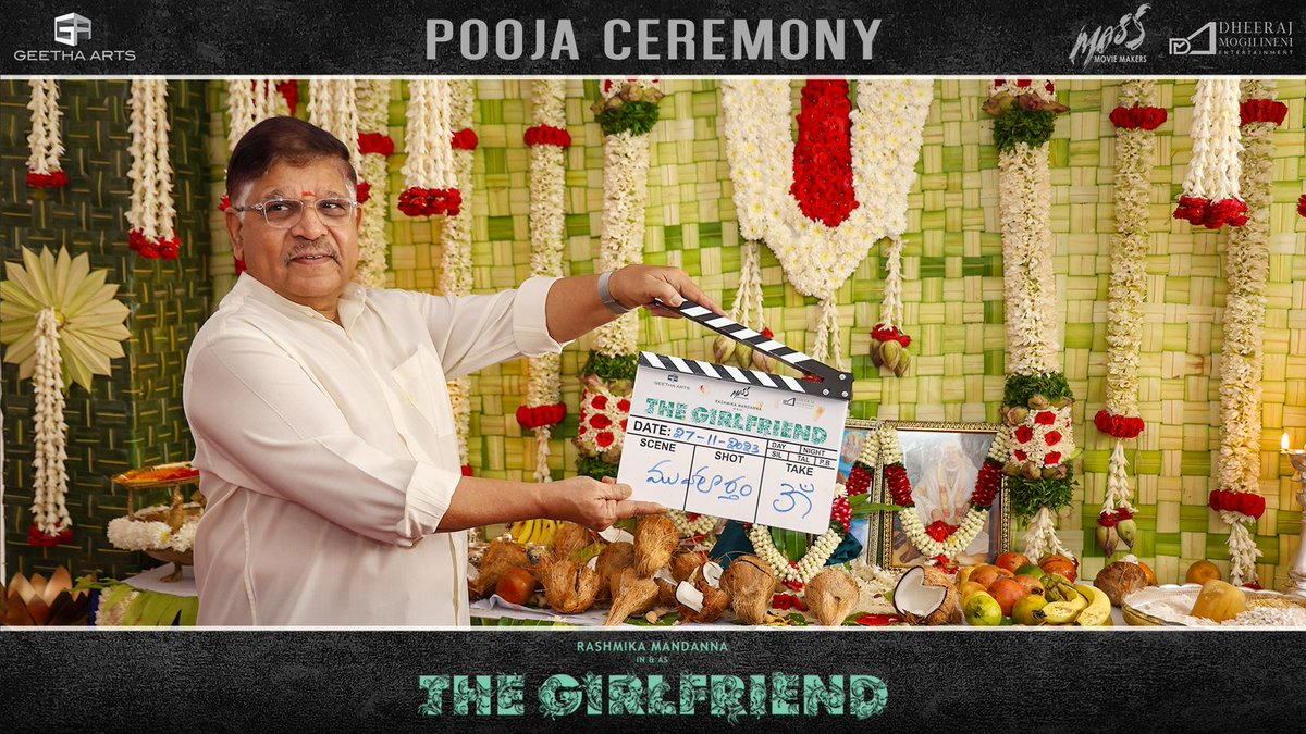TBO_Updates's tweet photo. An auspicious start to something very exciting ❤️‍🔥

#TheGirlfriend begins with a pooja ceremony amidst the team and its well-wishers ❤️

Shoot begins soon!

#RAGARA @iamRashmika @23_rahulr #AlluAravind @GeethaArts @SKNOnline #VidyaKoppineedi @DheeMogilineni 
@HeshamAWMusic @MassMovieMakers #DheerajMogilineniEntertainment
