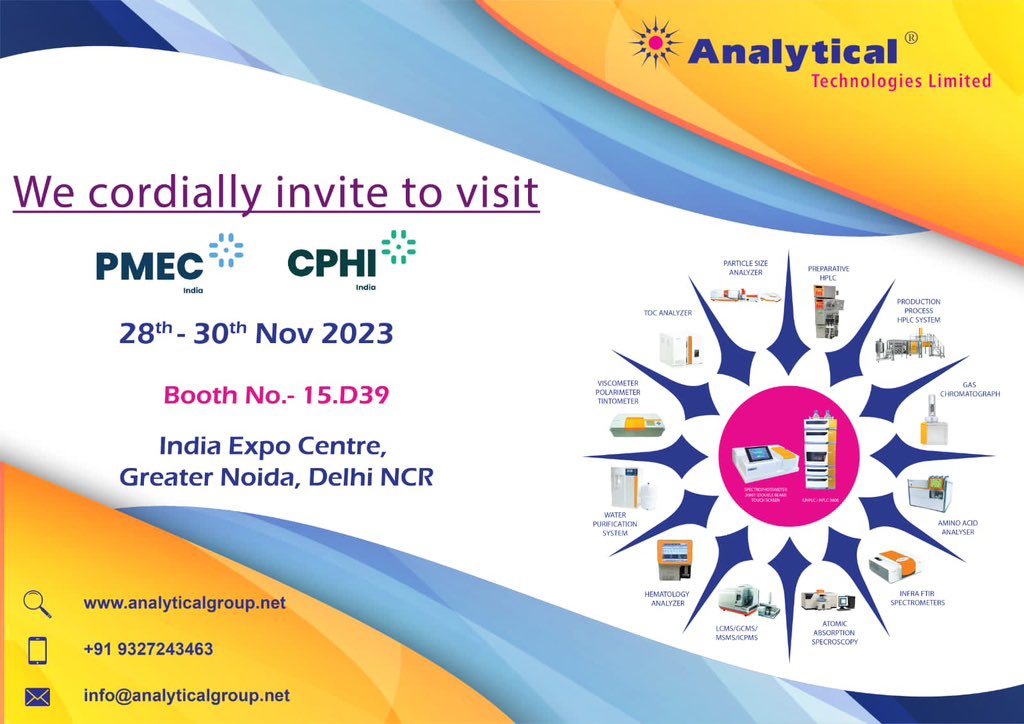 AnalyticalTech1's tweet image. Visit our booth 15-D39 #cphi  #PMECH #cphi2023  starting from today