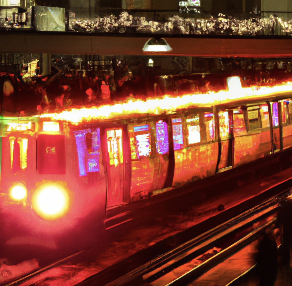 BostonSatire's tweet photo. Boston kicks off Christmas season with annual Orange Line train lighting itself on fire https://t.co/lAkGRq1rfP