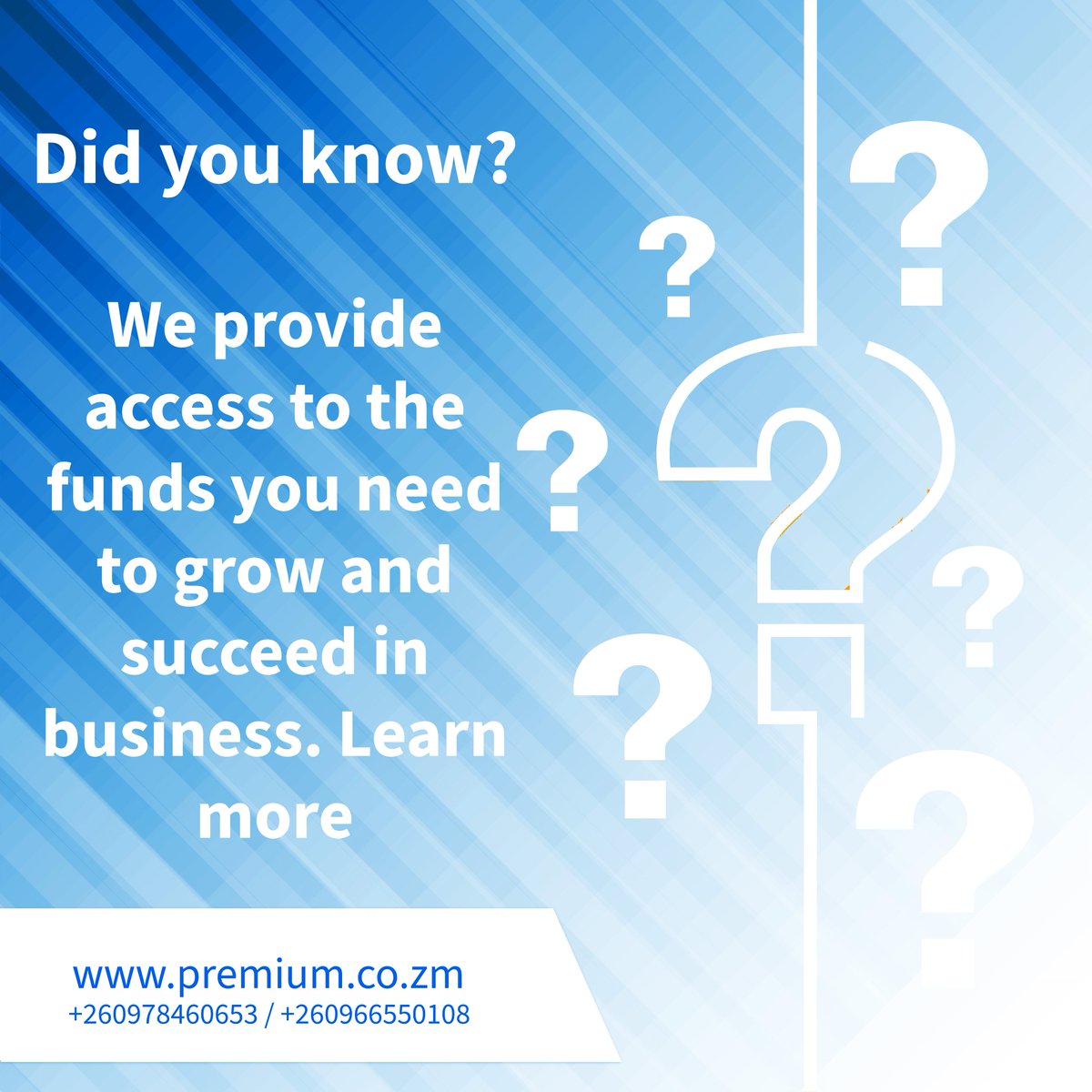 Did you know?
We provide access to the funds you need to grow and succeed in business. Learn more
#premiumfinance #FinancialEducation