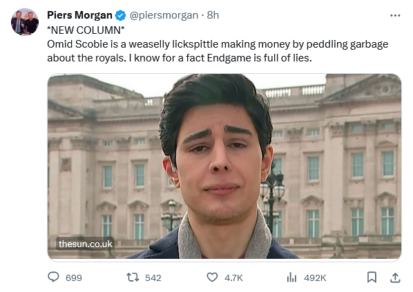 #OmidScobieIsAPetPoodle #OmidScobieIsAPoodle #MeghanandHarryAreAJoke #OmidScobie #Megain #MeghanMarkleIsAGrifter #HarryandMeghanAreGrifters
FFS Thats how bad Omid Scobie is, The lickspittle to the Duke and Duchess of Sophistry
he is even making Piers Morgan look like a good guy