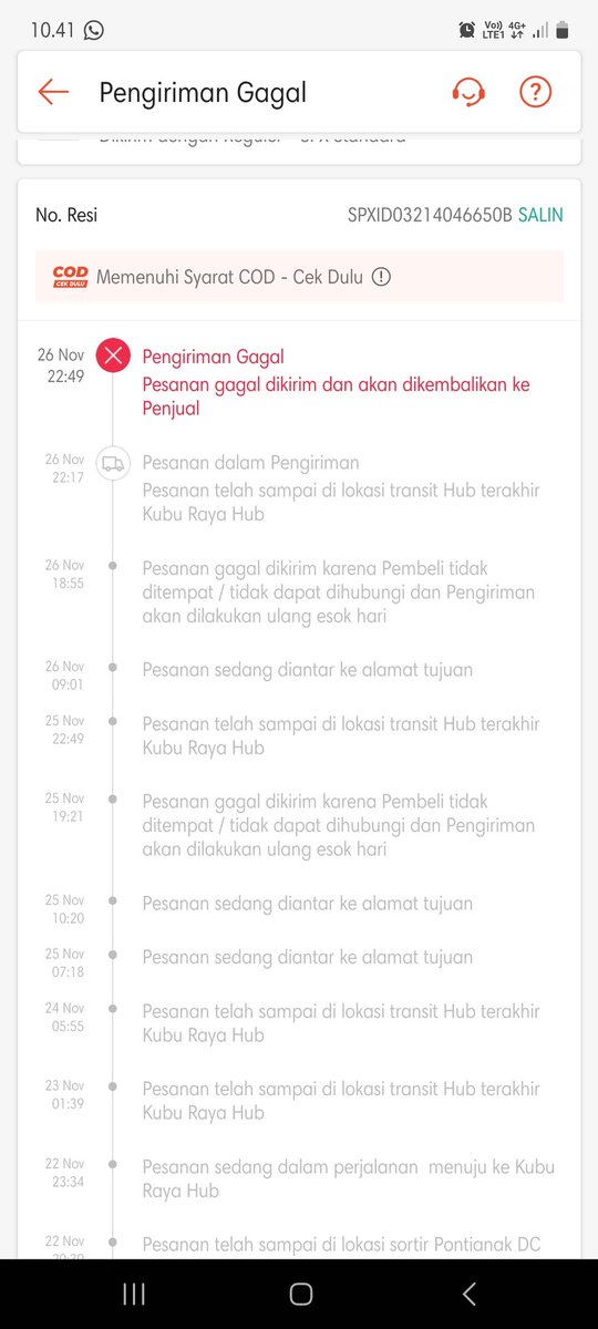 HN_Suryagionino's tweet image. Barang yang di tunggu tak kunjung datang. Ternyata lsg ada notif itu
Wehh KURIRNYA bermasalah ini 
#shopeeexpress
#ShopeeID