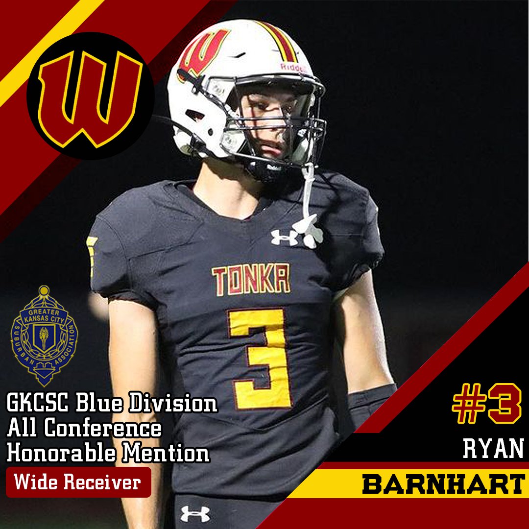 Winnetonka Griffins Football (@tonka_football) on Twitter photo 2023 GKCSC Blue Division
All-Conference Honorable Mention
Junior Wide Receiver
Ryan Barnhart (<a href="/ryanbarnhart25/">Ryan Barnhart</a>) 2023 GKCSC Blue Division
All-Conference Honorable Mention
Junior Wide Receiver
Ryan Barnhart (<a href="/ryanbarnhart25/">Ryan Barnhart</a>)