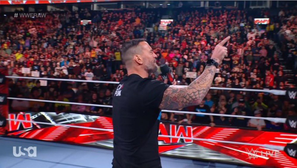 HotrockHudson's tweet image. Punk says he’s back “Home!”  #CMPunkReturns #WWERAW