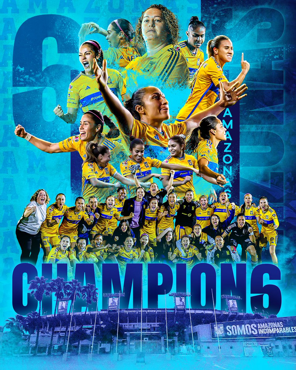 ClubTigresEN's tweet photo. ⭐️⭐️⭐️ 𝗔𝗠𝗔𝗭𝗢𝗡𝗔𝗦 ⭐️⭐️⭐️

🐯 𝟔𝘅 𝗪𝗼𝗺𝗲𝗻'𝘀 𝗟𝗶𝗴𝗮 𝗠𝗫 𝗖𝗵𝗮𝗺𝗽𝗶𝗼𝗻𝘀 👊 https://t.co/E3YIBL0c1v