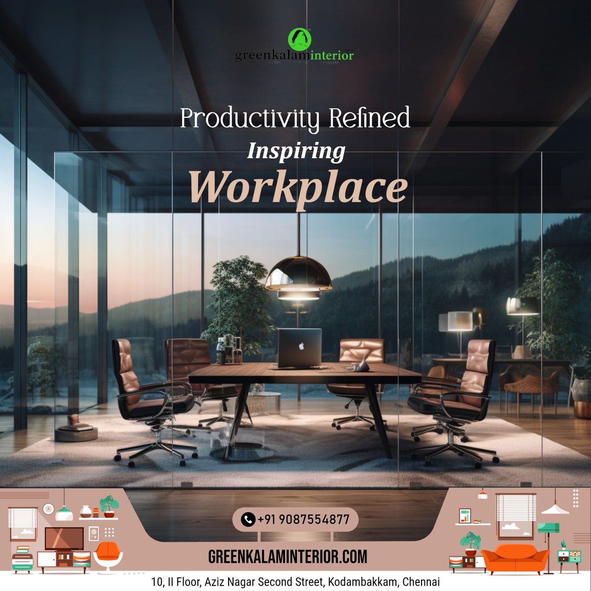 greenkalam's tweet photo. Conference Room is the prime space in Office Interior which will be very useful for your Business Discussion and Board meeting to take Good Decisions. 

#greenkalaminterior
#officeinterior
#commercialinterior
#officeinteriorsinchennai
#officeinteriordesignersinchennai https://t.co/AhMyA8fIBx