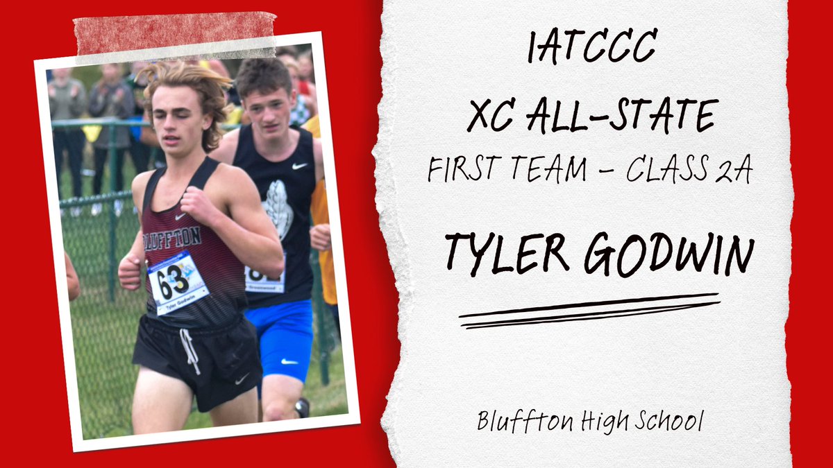 Congratulations to Tyler Godwin on being named to the 2023 <a href="/INTrackCCAssoc/">IATCCC</a> XC All-State First Team - Class 2A.