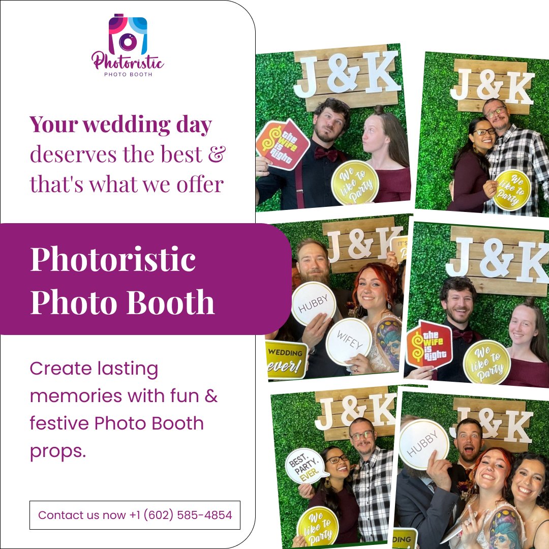 Make your #weddingday even more special with #PhotoristicPhotoBooth! Our high-quality photo booth prints are the perfect way to capture the special moments of your day and share them with your loved ones. +1 (602) 585-4854 or visit photoristicpb.com 💯