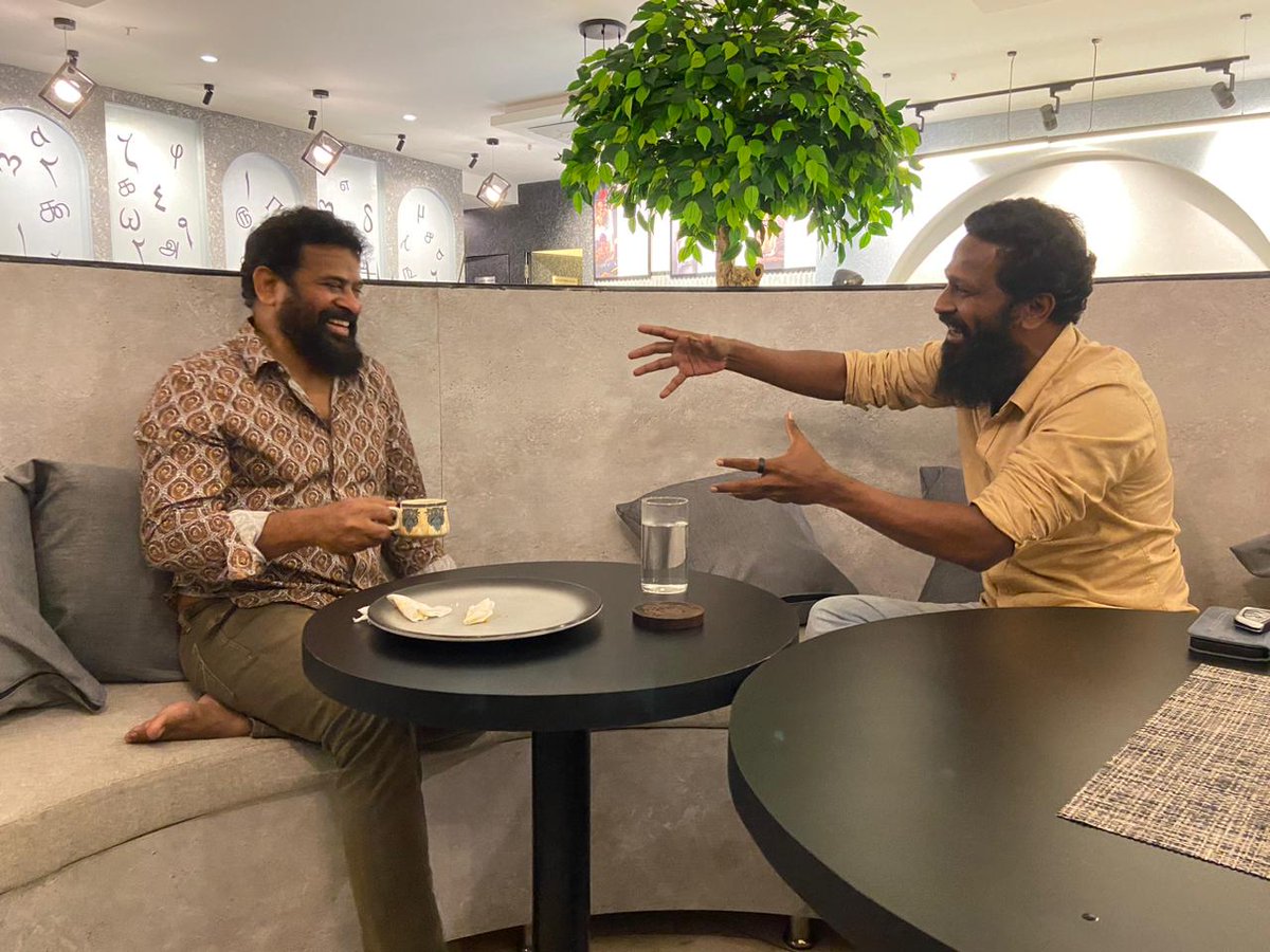 Director #VetriMaaran met Director #Ameer to discuss his role in #Vaadivaasal. The prominence of his role in the script has increased during the writing process and is tailor made for Director #Ameer. He is irreplaceable as an actor in the film.