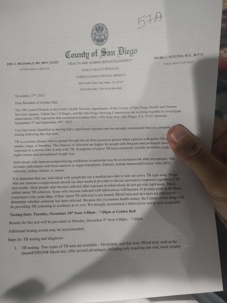 <a href="/amie_zamudio/">Amie Zamudio</a> @pplscouncilSD <a href="/PplsCityCouncil/">People's City Council - Los Angeles</a> <a href="/LisaHalverstadt/">Lisa Halverstadt</a> <a href="/inewsource/">inewsource</a> Residents of Golden Hall were exposed to Tuberculosis from September 5th - 28th. This is why I bring up concerns about how we're treated and masks not being required here. This was completely preventable.