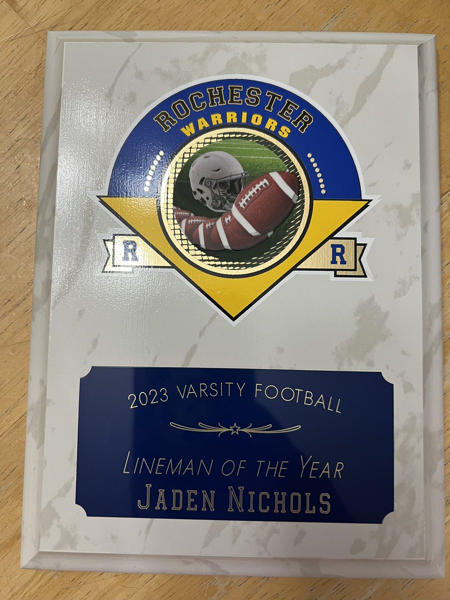 I am honored to be recognized as Lineman of the Year in my senior year, as well as lettering for all 4 years of my high school football career.