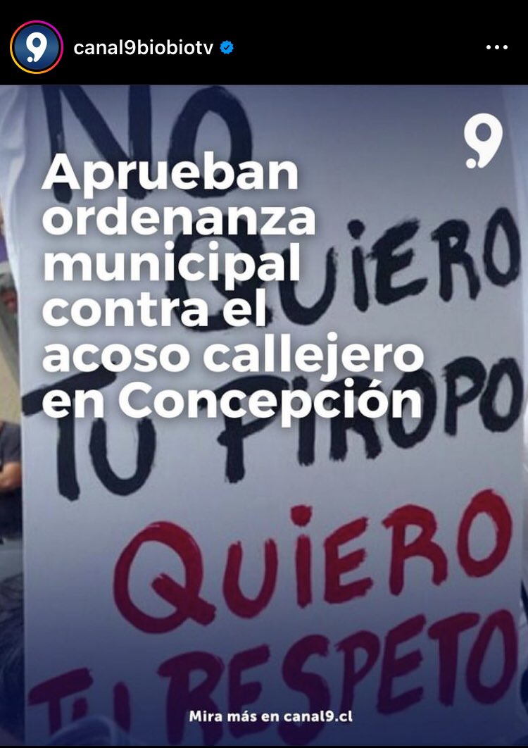 Buenas noticias:
Municipalidad de Concepción aprobó la ordenanza municipal que sanciona piropos y el acoso callejero.
Las multas van desde 63 mil hasta 320 mil pesos. Esta medida coincide con el día de la eliminación de la violencia contra la mujer.
#DiaContralaViolenciadeGenero