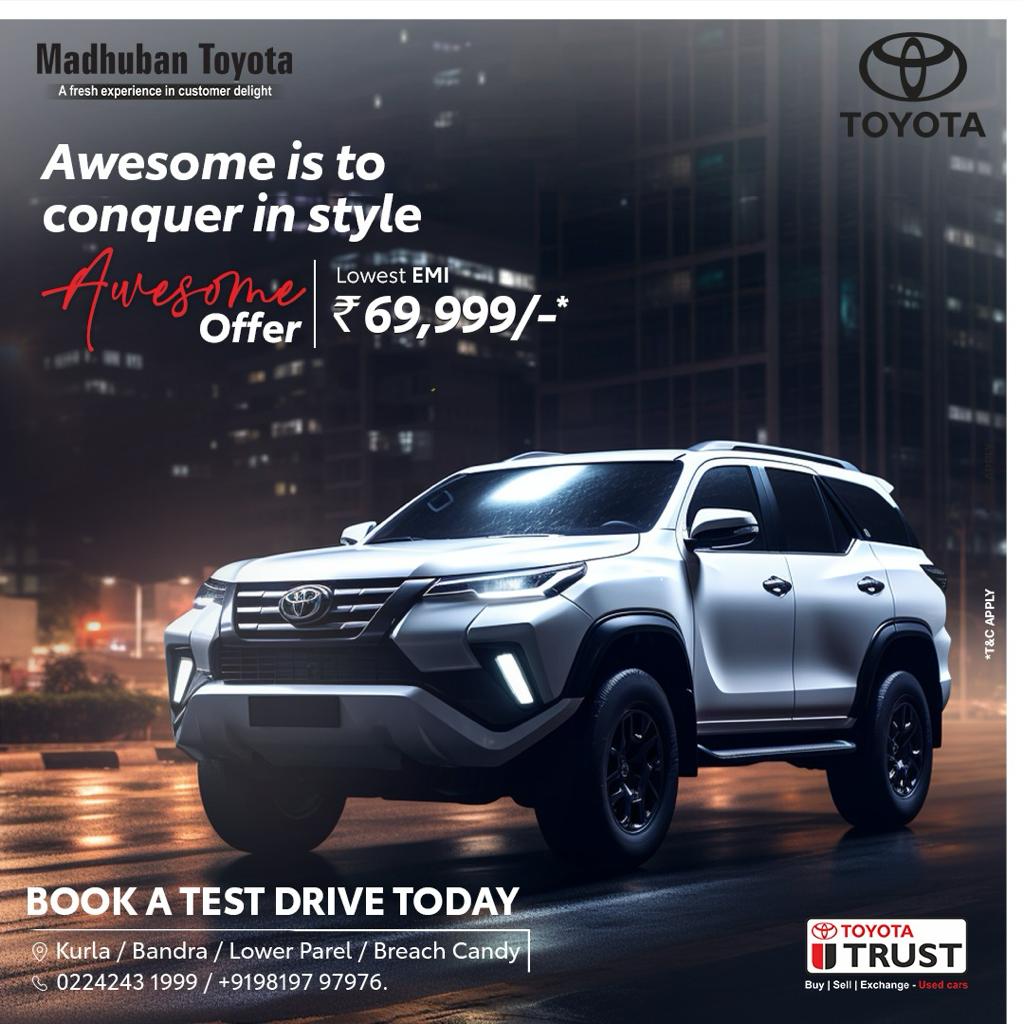 MadhubanToyota's tweet image. Unleash the legend within you with the Toyota Legender at Madhuban Toyota. Elevate your driving game with unmatched style, performance, and cutting-edge features. Your journey, your legend begins here! 🌟

#MadhubanToyota #ToyotaLegender #LegendaryDrive #toyotaindia