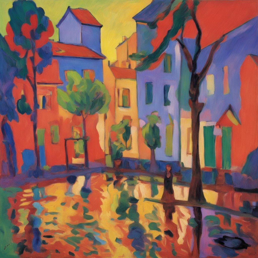 FREE__ARTS's tweet photo. Warm, bold colors bring this lively streetscape to life, echoing the Fauvist love for vivid expression. A cheerful urban melody in paint! #Fauvism #ColorfulStreets #UrbanArtistry https://t.co/N9zbaYevr4