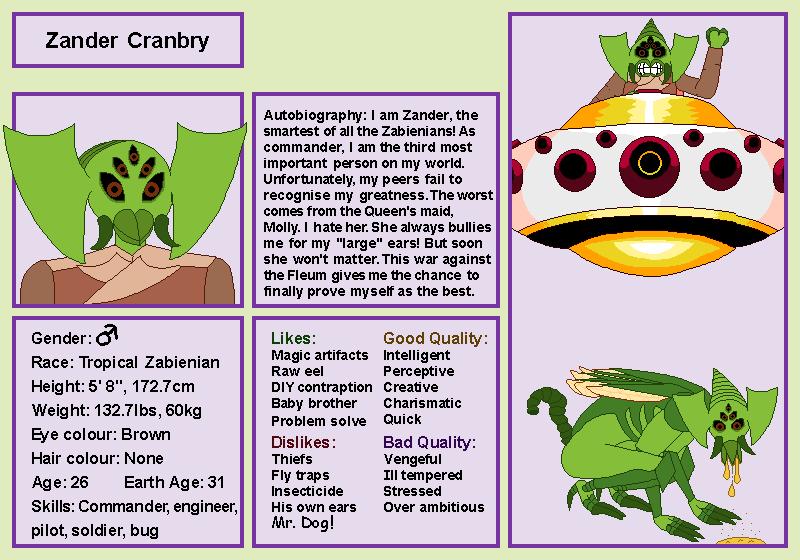 hate_last's tweet photo. I made a ref sheet and biography for. my alien character, Zander. https://t.co/mKrsYF3dJq