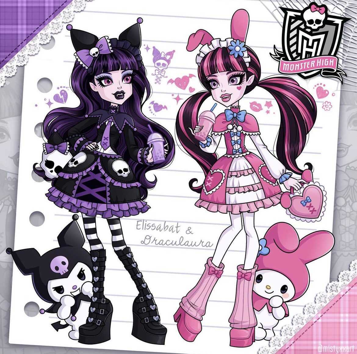 xtinajjk's tweet photo. @sanrio  Monster High X Sanrio 🙏🏻🖤 https://t.co/ZzKIyJiajI