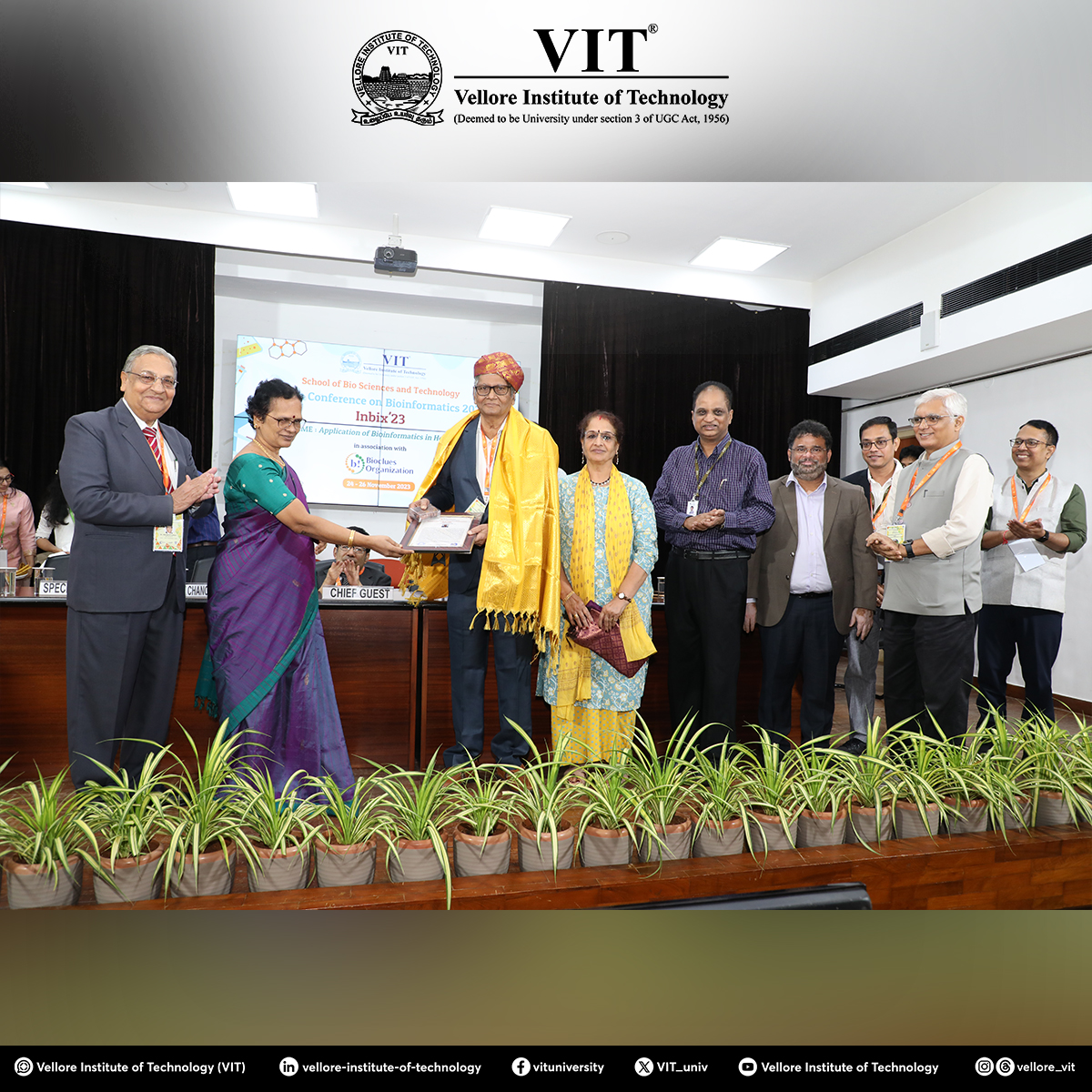 VIT_univ's tweet photo. #SBST School of #VIT along with #Bioclues organization, organized the 6th International Conference on “Indian Conference on Bioinformatics-INBIX’23” from Nov 24-26. Theme of the conference was “Applications of Bioinformatics in Healthcare.” 

#Bioinformatics #Healthcare #Biology https://t.co/sF6OvxBKPl