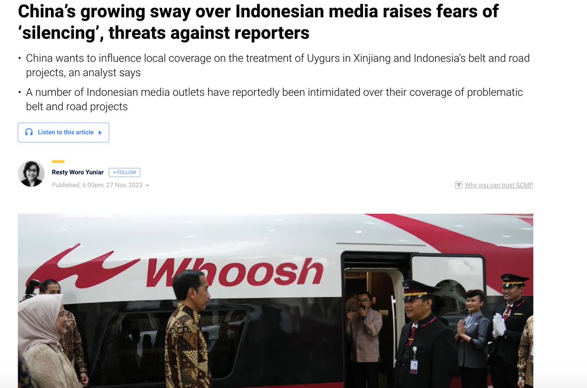 restyworo's tweet photo. An Indonesian reporter went to China. After returning, he wrote about how Muslims were being discriminated in Xinjiang. The 🇨🇳 embassy then asked him to take down the story. 
How China tries to influence Indonesian media on  Xinjiang, Belt &amp; Road projects https://t.co/rdVv5yRSbT https://t.co/jdJ6qrEeCc