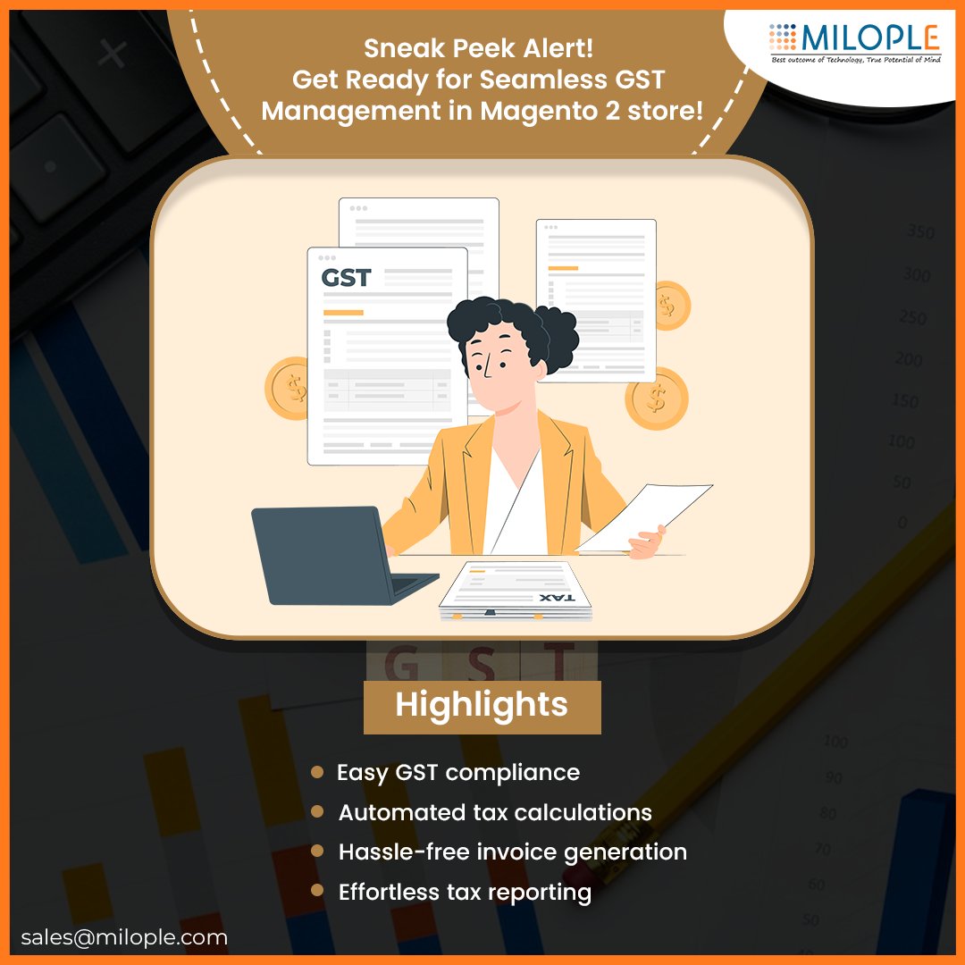 Milople's tweet image. Introduce the upcoming release of our Magento 2 GST India extension. 🚀
Say goodbye to GST-related complexities and hello to seamless tax management for your e-commerce store.✨

bitly.ws/33zDS

#GST #Magento2Extensions #Magento2 #Magento2GSTIndiaExtension #Milople