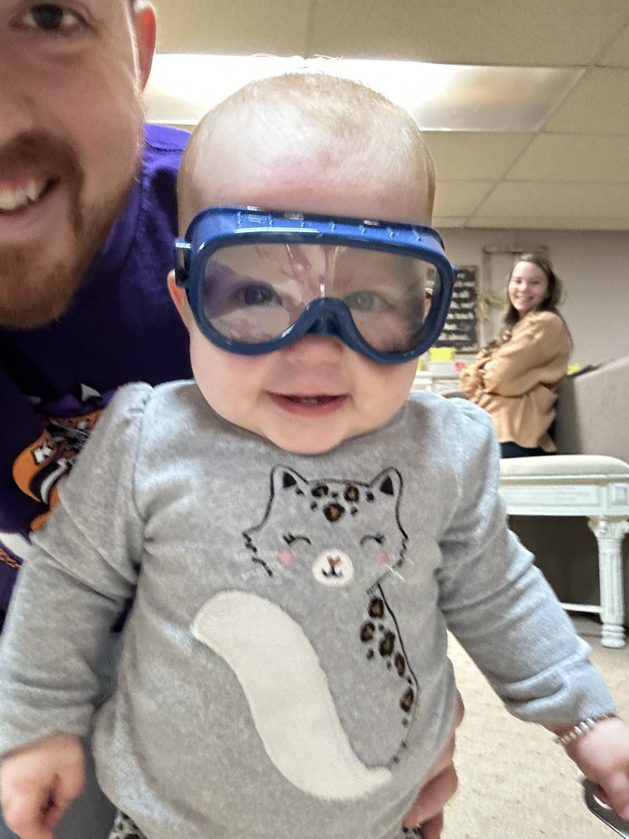 stewartseth1996's tweet photo. Our little working girl found the toy tool set! #kidsatwork https://t.co/OCLiVhpr5D