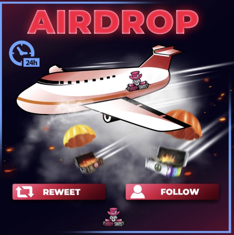 DaddyskinsCSGO's tweet photo. ✈️ DADDYSKINS AIRDROP ✈

You can win:

⭐Daddyskins balance
⭐Cryptocurrency
⭐CSGO Skins
⭐Daddyskins knife case

24 hours! https://t.co/n9tEAEIjax