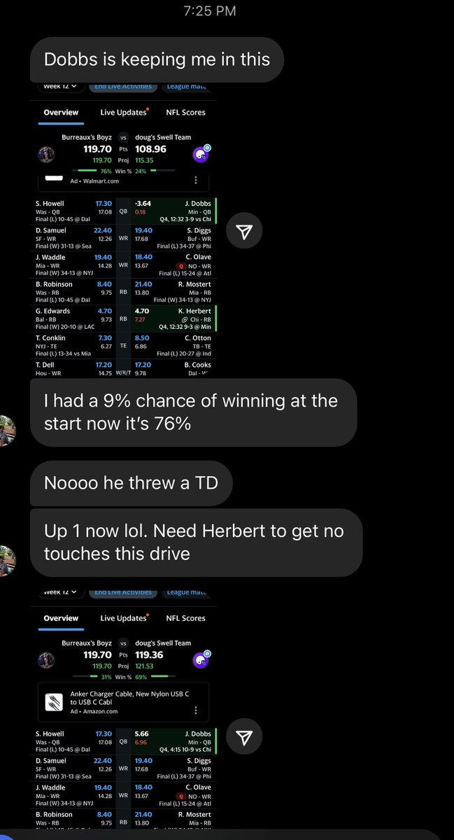 TrillegalAlien's tweet image. 😂😂😂 losing on the last play gotta hurt 

#FantasyFootball #fantasyfootballproblems