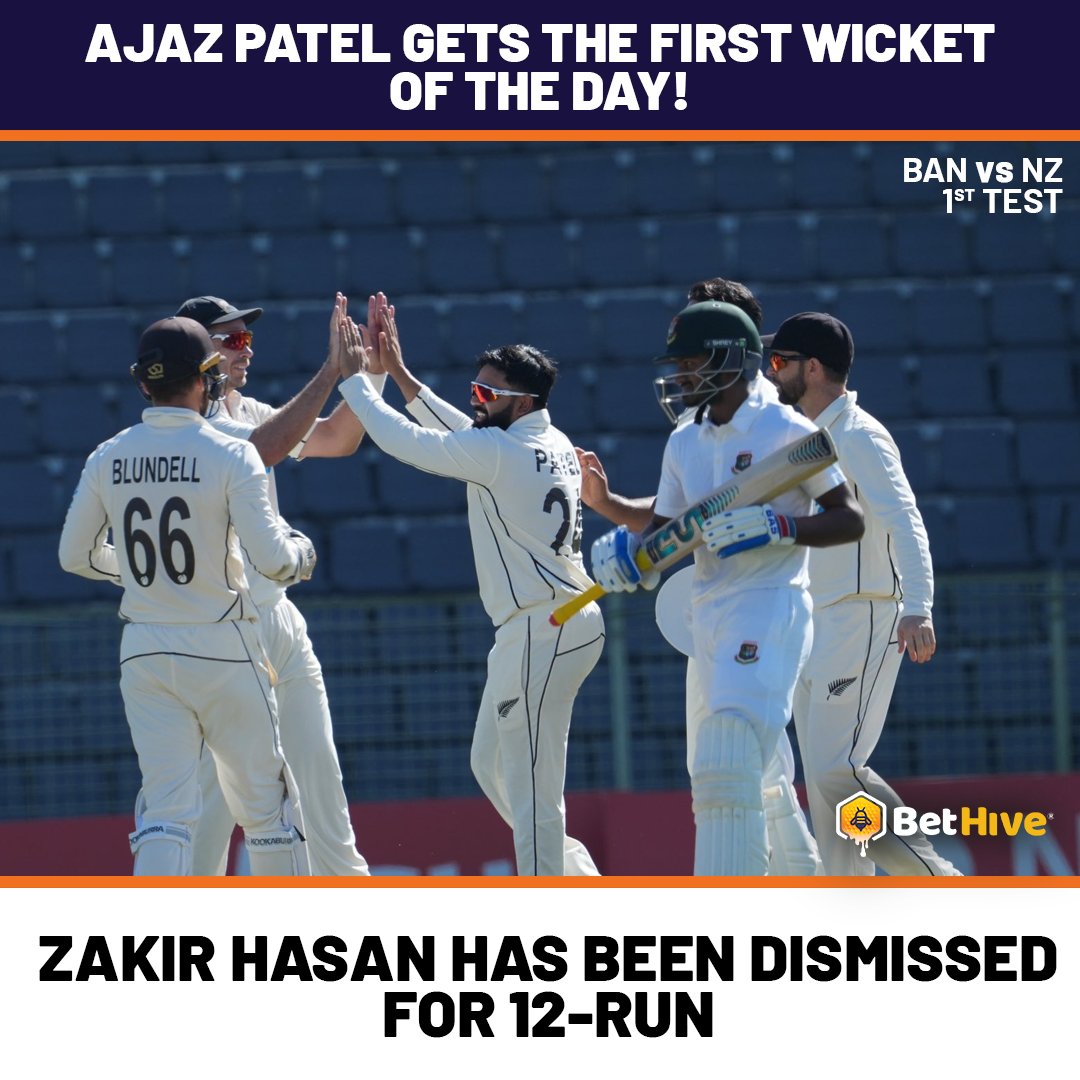 A first setback for Bangladesh as they lost Zakir Hasan at the early stage

#ZakirHasan #AjazPatel #Bangladesh #NewZealand #Cricket #Bethive #TestMatch #TestCricket #BANvsNZ