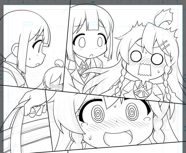 こういうページの進捗ならXでも平気だ。 #おにまいお絵描き